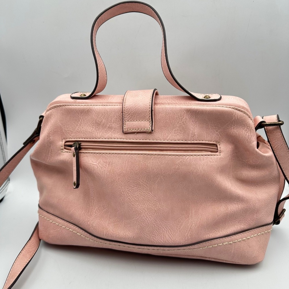 Concept Blush Pink Embossed Floral Satchel Crossbody Bag Retro Cottagecore - Picture 2 of 12